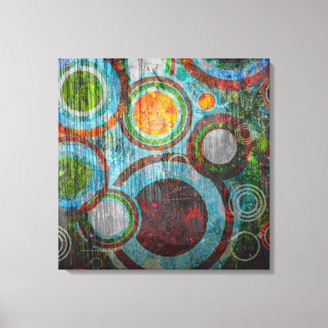 Grunge Retro Circles Canvas Print (Front)