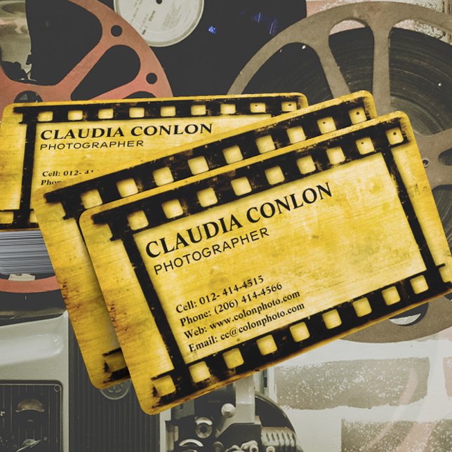 Grunge Retro Cool Old Film Maker Business Card (Creator Uploaded)