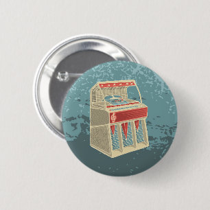 Grunge Retro Jukebox 6 Cm Round Badge