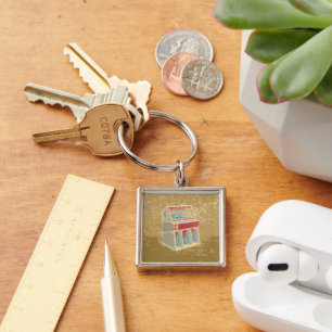 Grunge Retro Jukebox Key Ring