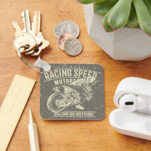 Grunge Retro Motorcycle Design Key Ring