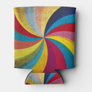 Grunge retro paper, colourful swirl background. can cooler