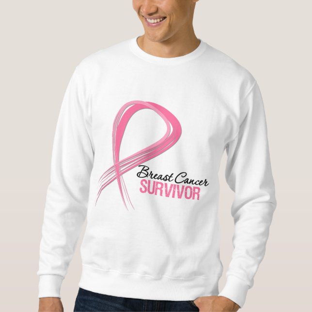 Grunge Ribbon Breast Cancer Survivor Sweatshirt (Front)