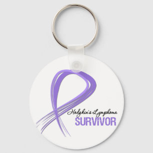 Grunge Ribbon Hodgkin's Lymphoma Survivor Key Ring