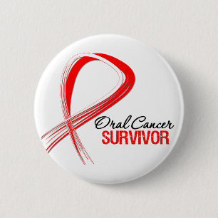 Grunge Ribbon Oral Cancer Survivor 6 Cm Round Badge