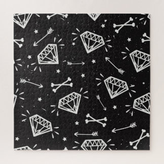 Grunge rock: diamonds, bones pattern. jigsaw puzzle