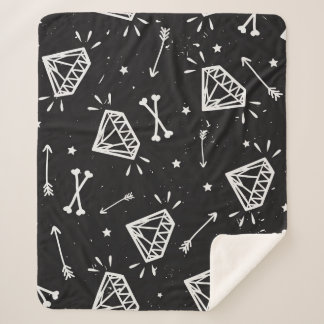 Grunge rock: diamonds, bones pattern. sherpa blanket