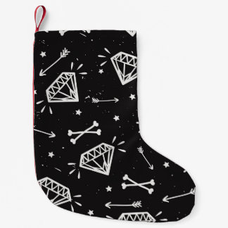 Grunge rock: diamonds, bones pattern. small christmas stocking