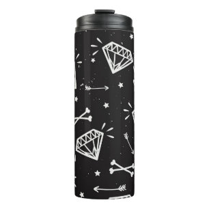 Grunge rock: diamonds, bones pattern. thermal tumbler
