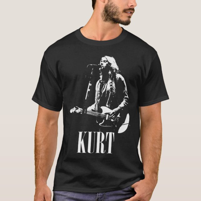 Grunge Rock Legend - White Stencil T-Shirt (Front)