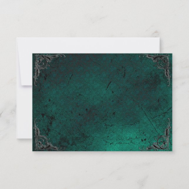 Grunge Rose Damask Gothic Note Card (Front)