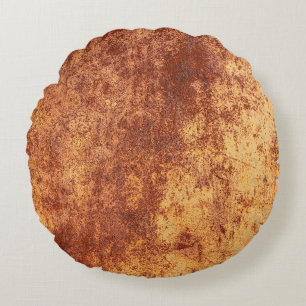 Grunge rusted metal texture, rust and oxidised met round cushion