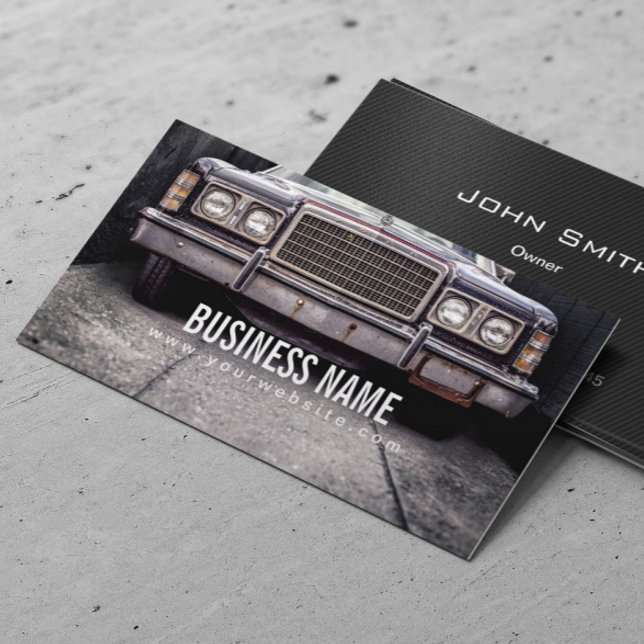 Grunge & Rusted Old Car Automotive Repair Business Card (Creator Uploaded)