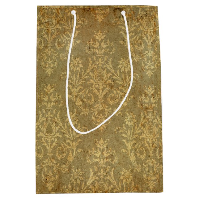 Grunge,rustic,damask,bronze,antique,victorian,chic Medium Gift Bag (Front)
