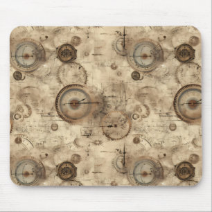 Grunge Rustic Steampunk Clock (11) Mouse Pad