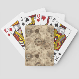 Grunge Rustic Steampunk Clock (11) Playing Cards