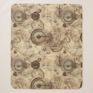 Grunge Rustic Steampunk Clock (11) Sherpa Blanket