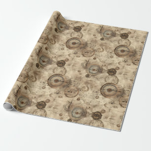 Grunge Rustic Steampunk Clock (11) Wrapping Paper