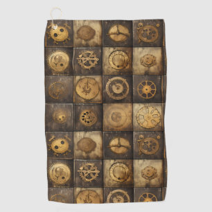 Grunge Rustic Steampunk Clock (15) Golf Towel