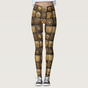 Grunge Rustic Steampunk Clock (15) Leggings