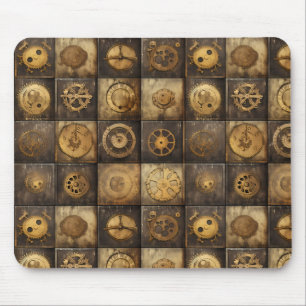 Grunge Rustic Steampunk Clock (15) Mouse Pad