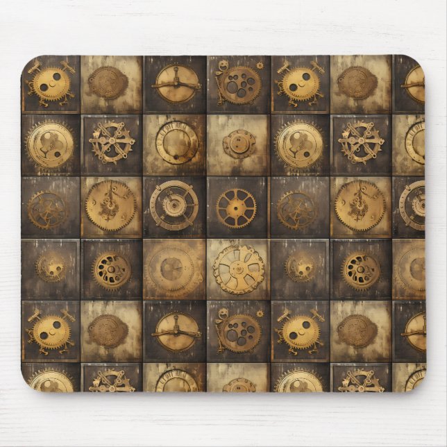 Grunge Rustic Steampunk Clock (15) Mouse Pad (Front)