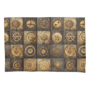 Grunge Rustic Steampunk Clock (15) Pillowcase