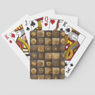 Grunge Rustic Steampunk Clock (15) Playing Cards