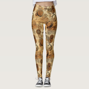 Grunge Rustic Steampunk Clock (1) Leggings