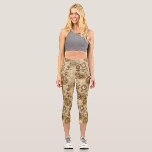 Grunge Rustic Steampunk Clock (2) Capri Leggings