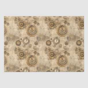 Grunge Rustic Steampunk Clock (2) Tissue Paper