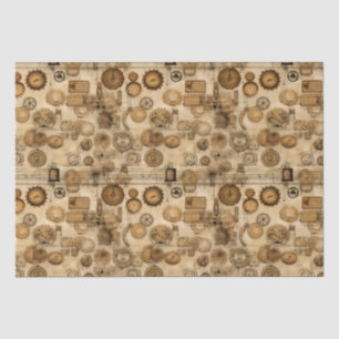 Grunge Rustic Steampunk Clock (4) Tissue Paper