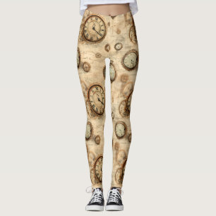 Grunge Rustic Steampunk Clock (6) Leggings