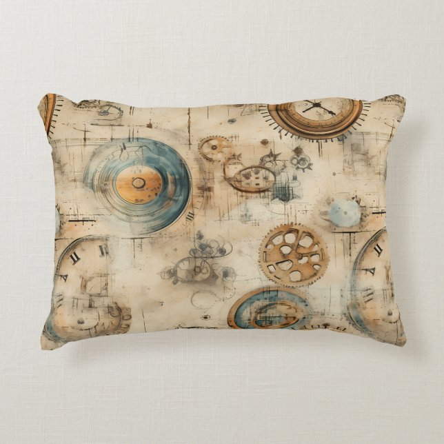 Grunge Rustic Steampunk Clock (7) Decorative Cushion (Front)
