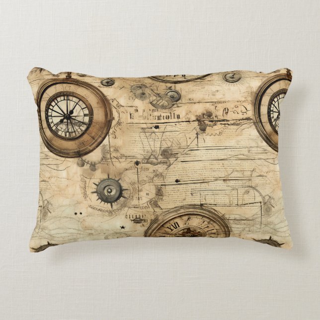 Grunge Rustic Steampunk Clock (9) Decorative Cushion (Front)