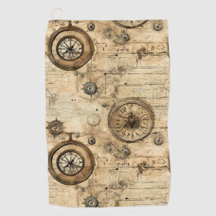 Grunge Rustic Steampunk Clock (9) Golf Towel