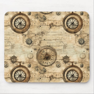 Grunge Rustic Steampunk Clock (9) Mouse Pad