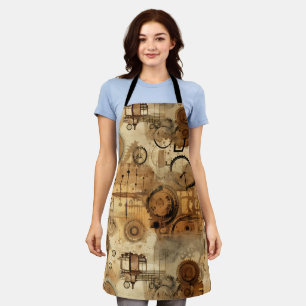 Grunge Rustic Steampunk Clock Apron