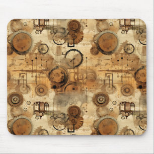 Grunge Rustic Steampunk Clock Mouse Pad