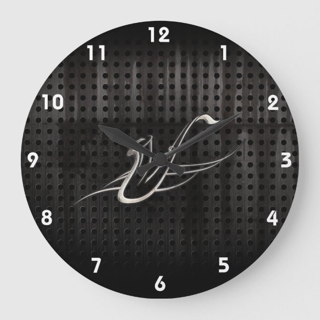 Grunge Saxophone Large Clock (Front)