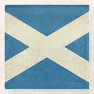 Grunge Scottish Flag Illustration Glass Coaster