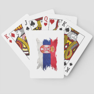 Grunge Serbian flag, Brush stroke, Serbia flag Playing Cards