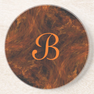 Grunge Series-15-Orange Fractal coaster--1 of Coaster