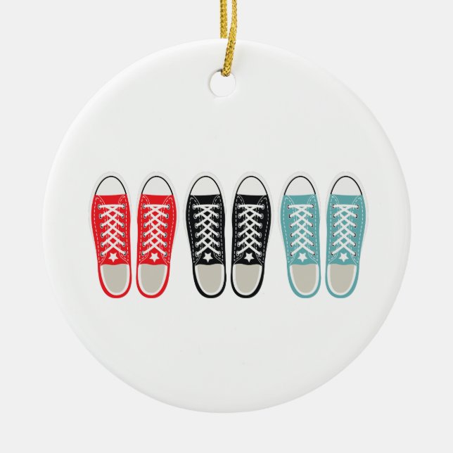 Grunge Shoes Ceramic Tree Decoration (Front)