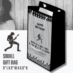 Grunge Silver Musician Happy Birthday Small Gift Bag