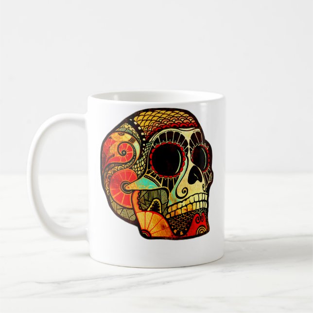 Grunge Skull Coffee Mug (Left)