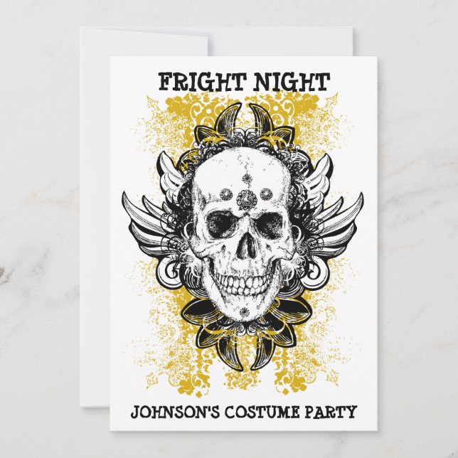 Grunge Skull Fright Night Invitation (Front)