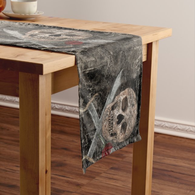 Grunge Skull - Pirate Short Table Runner (In Situ)