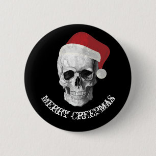 Grunge Skull Santa 6 Cm Round Badge
