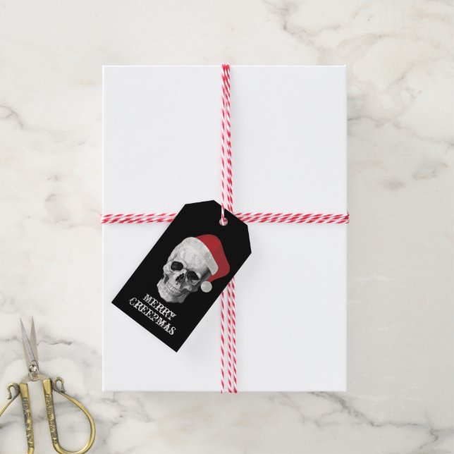 Grunge Skull Santa Gift Tags (With Twine)